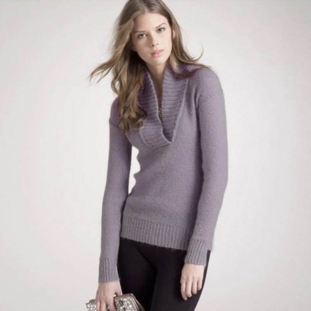J. Crew Shawl Collar Mohair Sweater in Dusty Violet